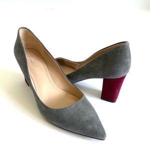 Shoes of Prey Gray and Red Suede Heels